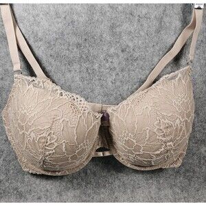 Adored by Adore Me Elizabeth Beige Sand Underwire Floral Embroidered Bra 40D